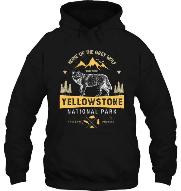 yellowstone t shirt national park grey wolf - vintage gifts men women kids youth hoodie