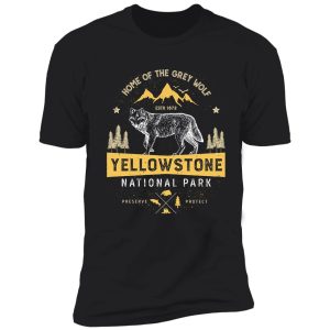yellowstone t shirt national park grey wolf - vintage gifts men women kids youth shirt