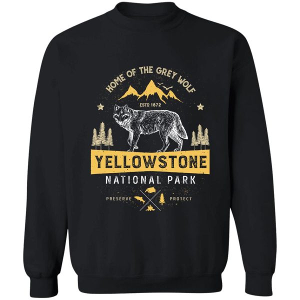 yellowstone t shirt national park grey wolf - vintage gifts men women kids youth sweatshirt
