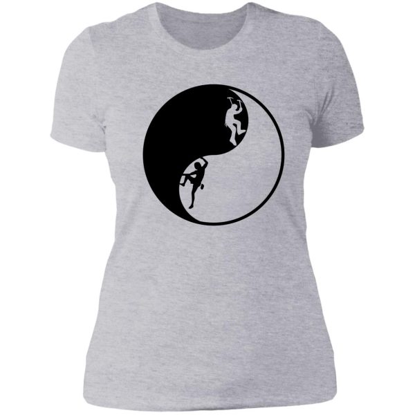 yin yang - rock + ice climber lady t-shirt