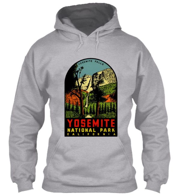 yosemite falls national park vintage travel decal hoodie