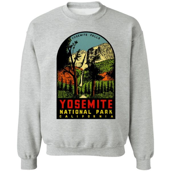 yosemite falls national park vintage travel decal sweatshirt