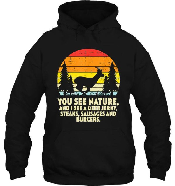 you see nature deer sunset retro bow hunting hunter dad hoodie