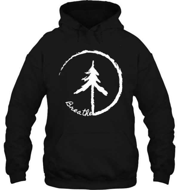 zen like circle with simple tree and text breathe vibe hoodie