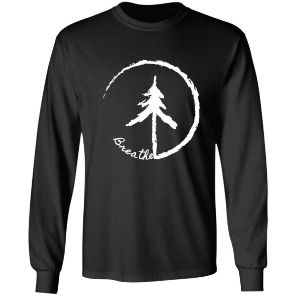 zen like circle with simple tree and text breathe vibe long sleeve