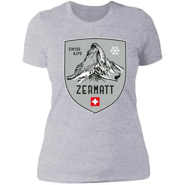 zermatt mountain switzerland emblem lady t-shirt