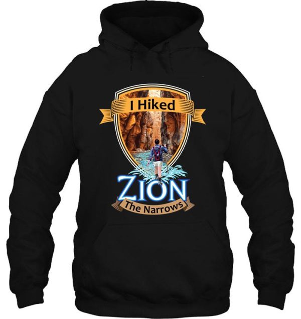 zion national park utah i hiked the narrows retro vintage badge style design hoodie