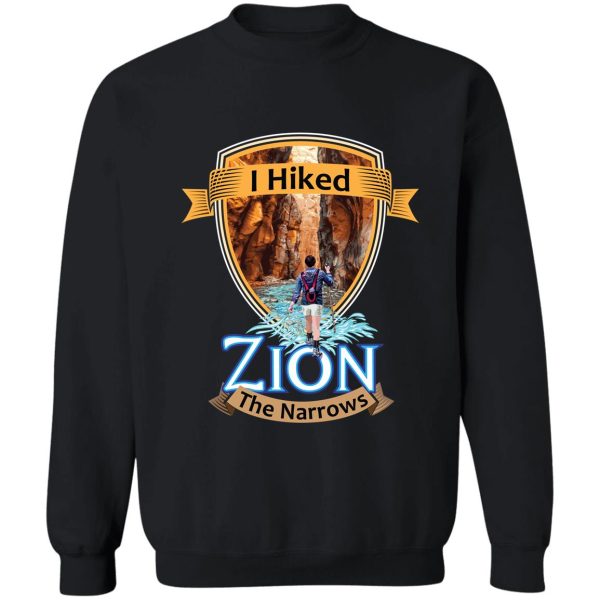 zion national park utah i hiked the narrows retro vintage badge style design sweatshirt